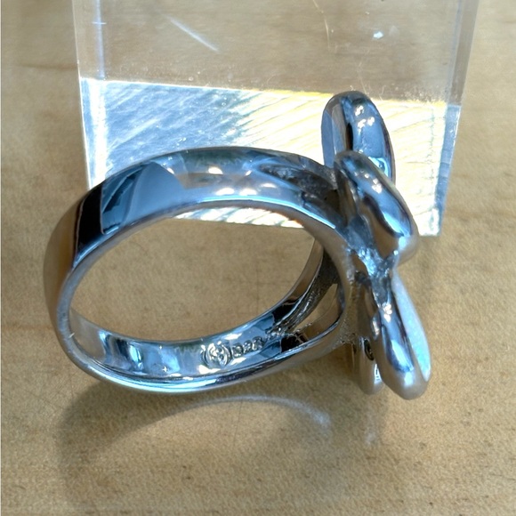 Stunning Opal Inlay Flower Ring solid Sterling Silver 925 Artisan Made sz 6 7/8 - Picture 12 of 12